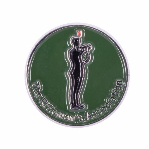 Picture of Lapel Pin - The Rifleman's Association - Silver Plate - Enamelled - Plastic Box