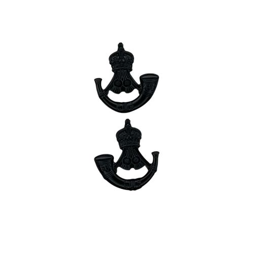 Picture of The Rifles Collar Badges - Black Bugles - Pair - Tudor Crown