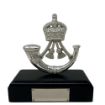 Picture of The Rifles Cap Badge Collection Presentation Piece - Black Plinth with Engraving plate - Tudor Crown