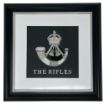 Picture of Rifles Framed badge - Silver Wire & Metallic Fabric - Black Frame - Tudor Crown